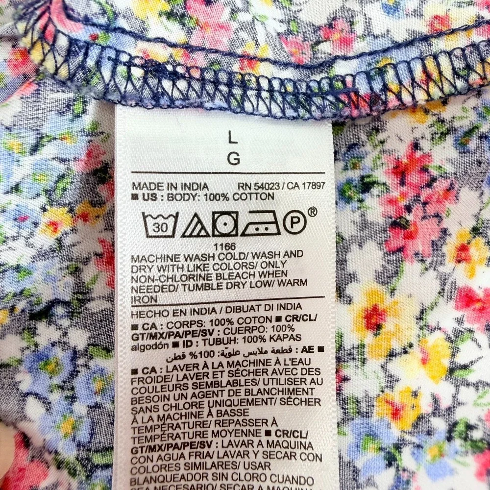 Old Navy Lightweight Floral Print Puff Sleeve Cotton Babydoll Cottagecore Top L